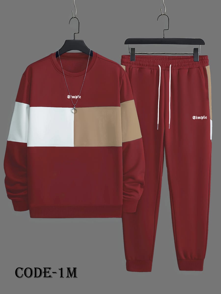 Men's Long Sleeve Sweatshirt And Sweatpants Joggers Set For Winter - 1M